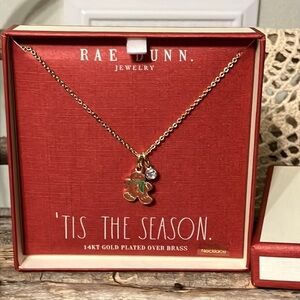 Rae Dunn GINGERBREAD MAN NECKLACE WITH FAUX GEMSTONE